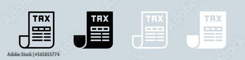 Tax icon set in black and white. Finance signs vector illustration.