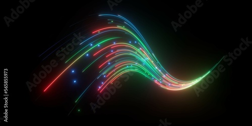 3d render  abstract background with glowing neon shape  wavy lines. Fantastic wallpaper