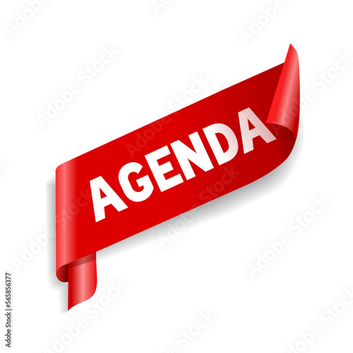 Agenda. Text on banner design template. Flat style vector illustration.