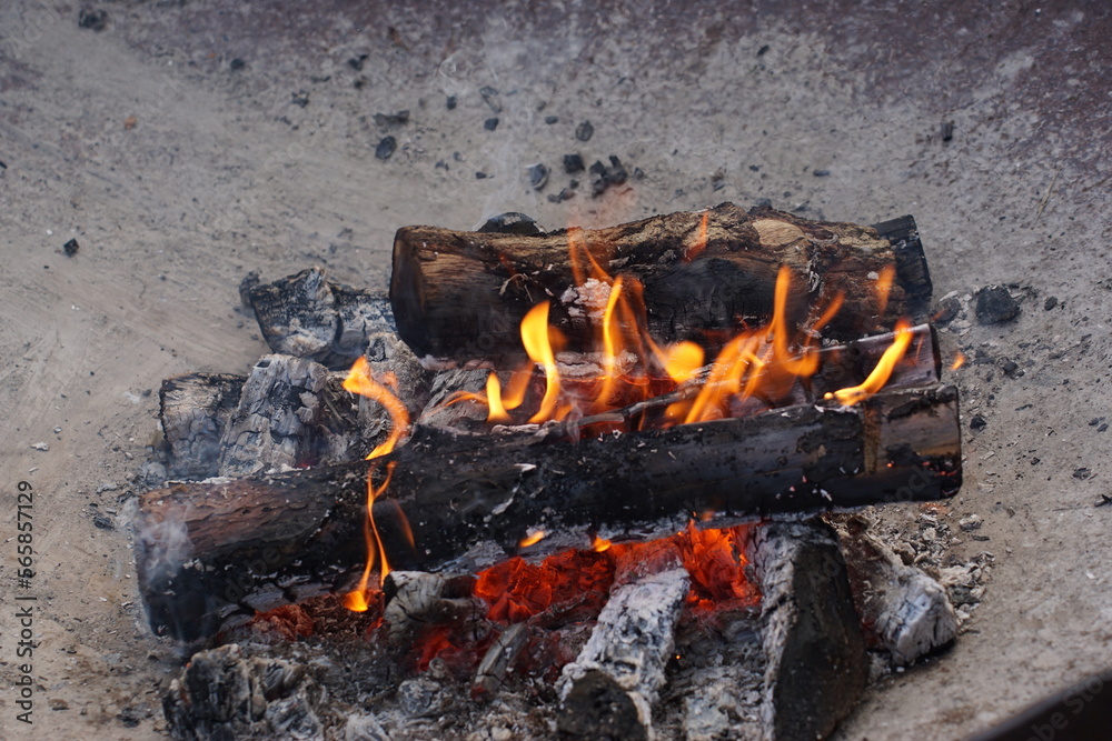 Lagerfeuer, offenes Feuer, Kamin, brennender Holzscheit Lagerfeuer, offenes Feuer, Kamin, brennender Holzscheit