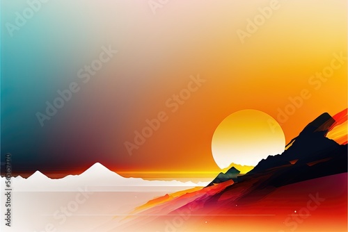 Un résumé et minimaliste avec un lever de soleil et un fond blanc. Idéal comme fond d'écran. © Merilno