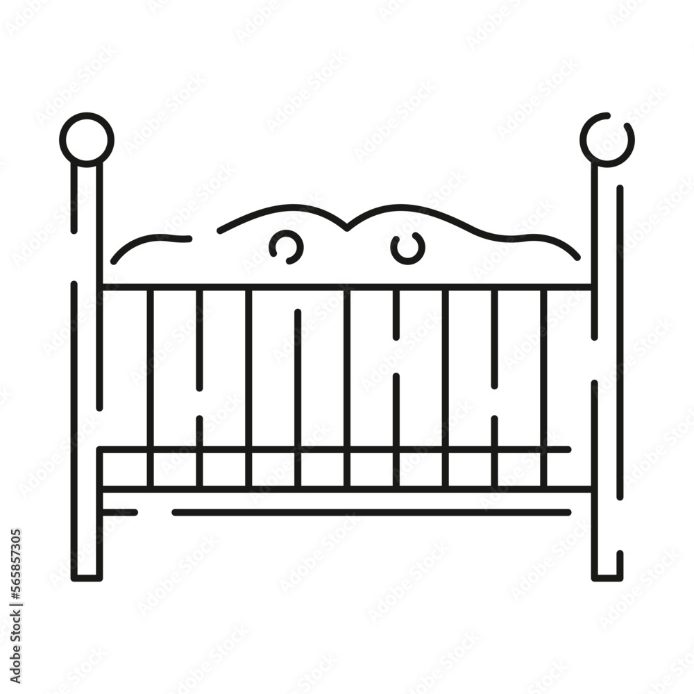 Baby shower and newborn baby icon in linear style. Included the icons as baby, child, balloon, gift, decoration, toys and party line icon. Baby bed Baby shower and newborn baby icon in linear style. Included the icons as baby, child, balloon, gift, decoration, toys and party line icon. Baby bed