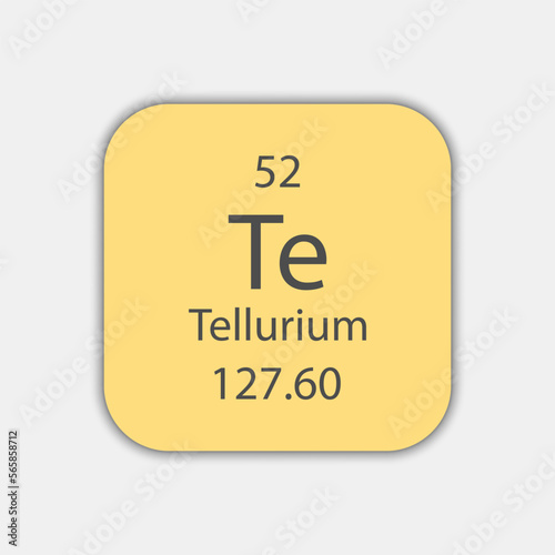 Tellurium symbol. Chemical element of the periodic table. Vector illustration.