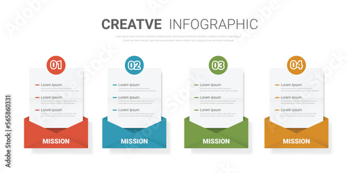 Education Concept Infographic Template Design With note, Email. Can be used for workflow layout, diagram, business step options, banner, and web design.