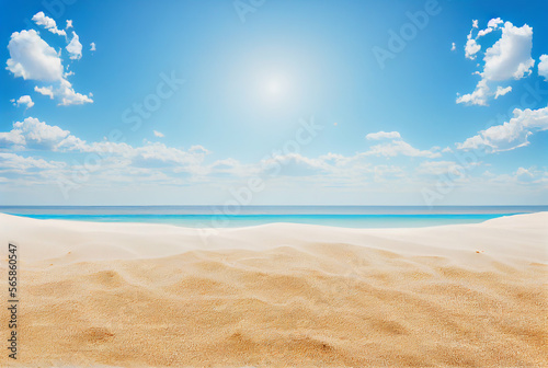 Bright sand beach sunshine background. Summertime backdrop.