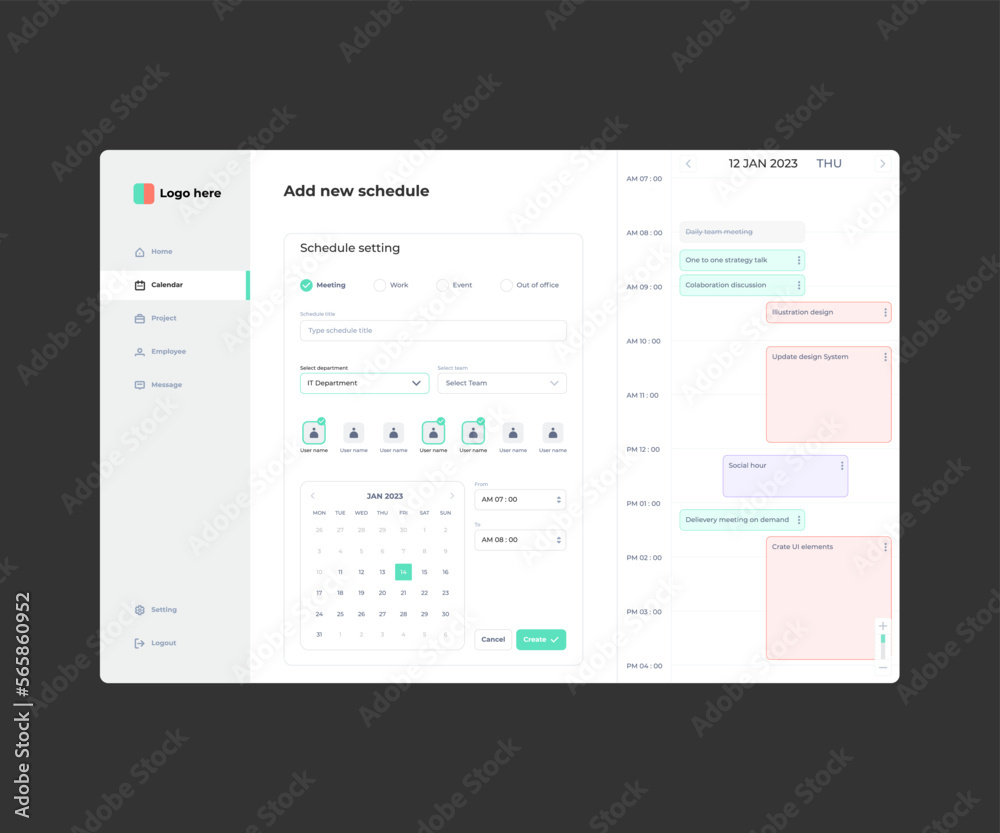 Add new schedule page design template