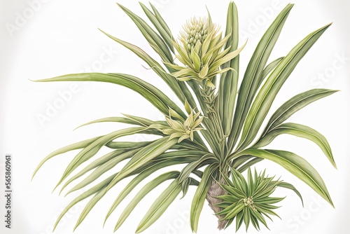 kewda (pandanus odoratissimus) (pandanus odoratissimus). white paper with a floral image. top-tier Herbal Medicine Generative AI photo