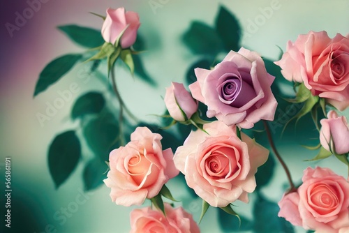 Belles roses  fleurs avec beaucoup de couleurs  id  ales comme fond d   cran  carte postale de la Saint-Valentin.