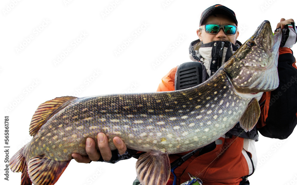 PNG transparent Fishing background. Fisherman and trophy Pike