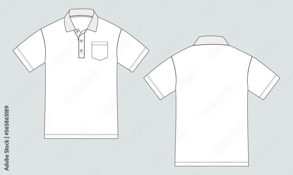 Short sleeve Polo shirt technical drawing fashion flat sketch vector ...