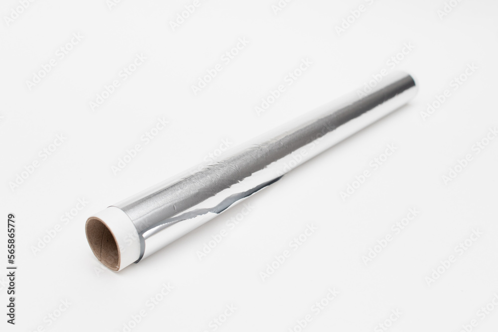 Aluminum foil roll on white background Aluminum foil roll on white background