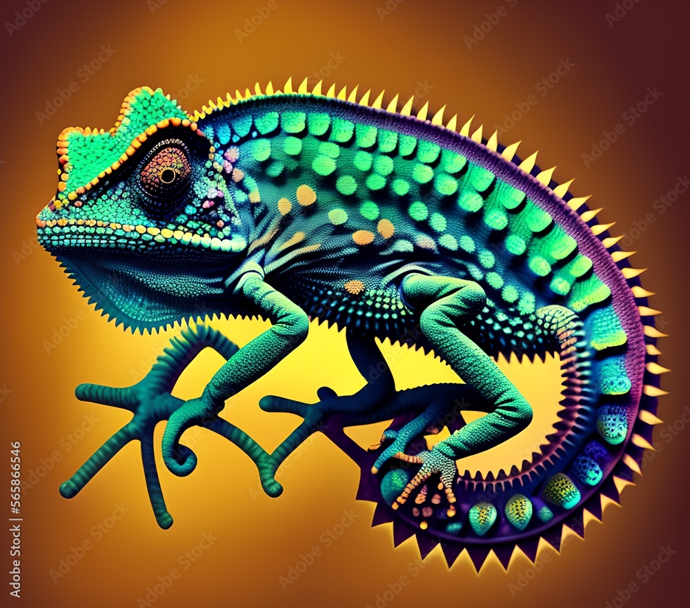 Fototapeta premium Fractal Chameleon, Generative AI Illustration