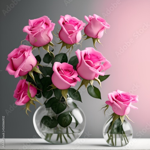 Wallpaper Mural Roses in Vase, Generative AI Illustration Torontodigital.ca