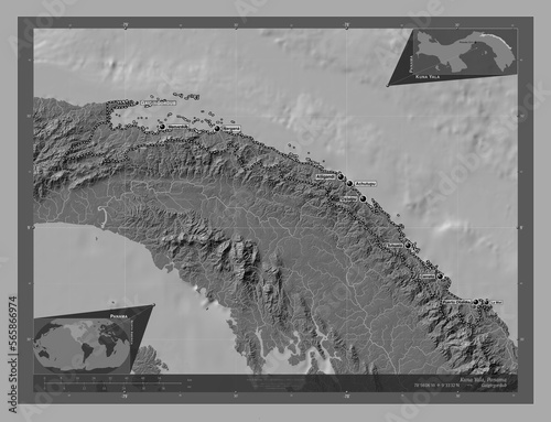 Kuna Yala, Panama. Bilevel. Labelled points of cities photo