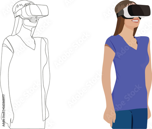 girl with new virtual reality technology-