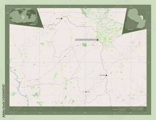 Amambay, Paraguay. OSM. Labelled points of cities photo