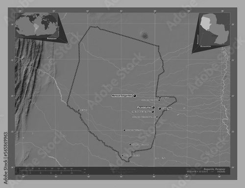 Boqueron, Paraguay. Bilevel. Labelled points of cities