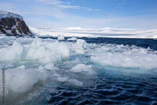 Ice melting at Suspiros Bay, Joinville Island, Antarctica photo