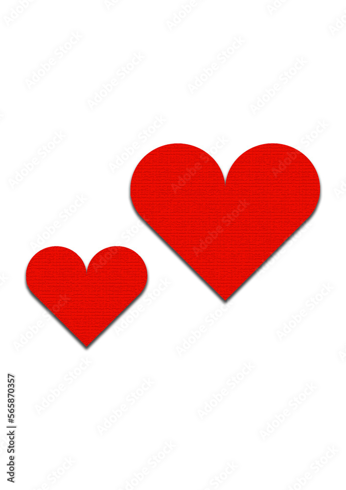 two red hearts on a neutral white background, with 