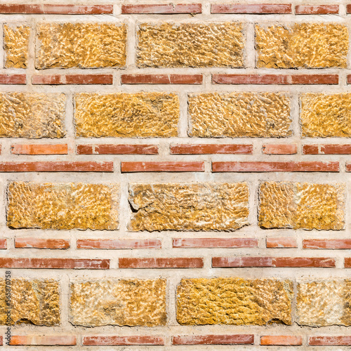 Obraz na płótnie Background, seamless texture of yellow sandstone wall w salonie