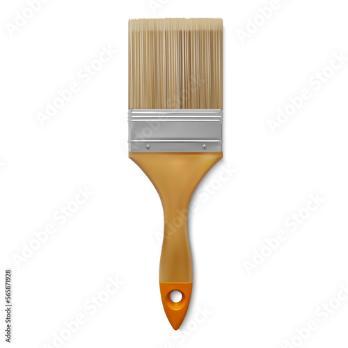 Realistic Detailed 3d Big Paintbrush Isolated on a White Background. Vector illustration of Equipment for House Renovation Work or Drawing