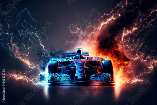 F1 car speed, lightning and fire