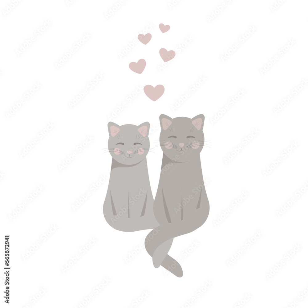Cute cats for Valentine's Day, Wedding, greeting cards and posters.
Cute cats for Valentine's Day, Wedding, greeting cards and posters.