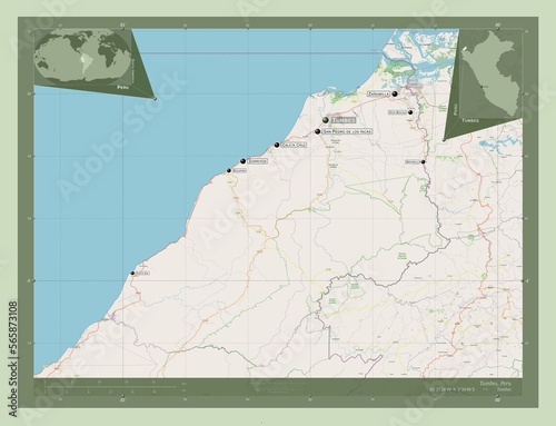 Tumbes, Peru. OSM. Labelled points of cities photo
