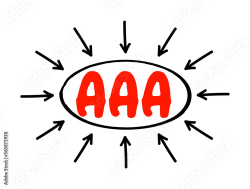 AAA Abdominal Aortic Aneurysm - localized enlargement of the abdominal aorta, acronym text concept with arrows photo