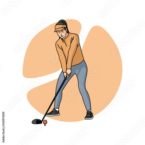 women playing golf