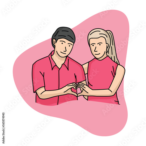 couple make heart with hand love valentine illustration
