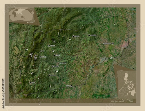 Ifugao, Philippines. High-res satellite. Labelled points of cities photo