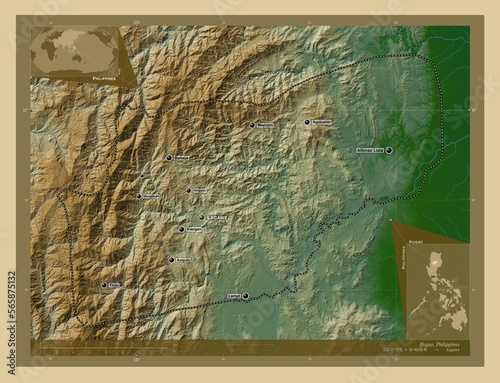 Ifugao, Philippines. Physical. Labelled points of cities photo