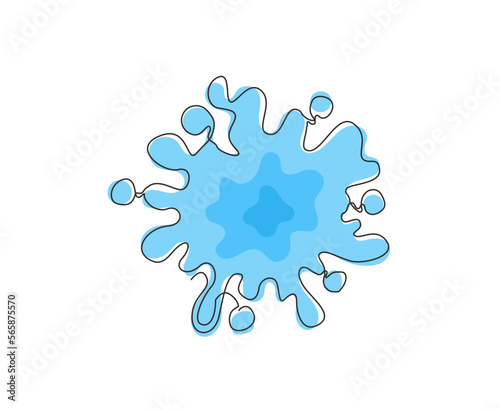 Continuous one line drawing water drips and flowing. Blob and splash. Concept of paint splashes, splatters, splodges, drops, blots shape. Single line draw design vector graphic illustration