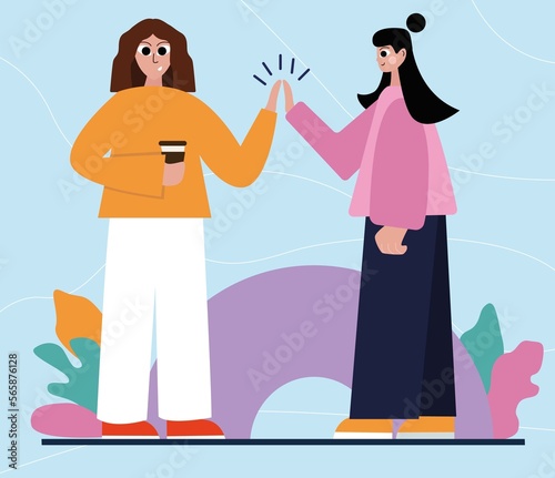 Mobile commerce concept with people scene in flat design.Business concept.Working in team concept