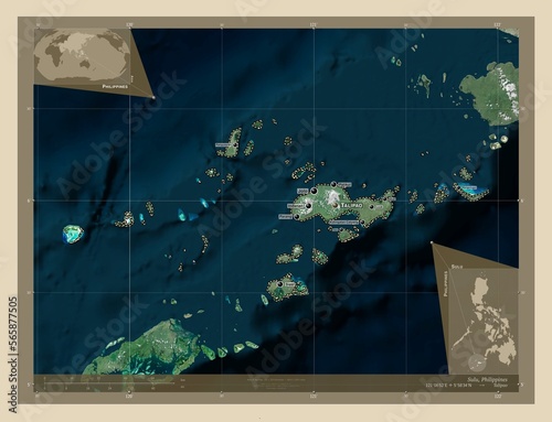 Sulu, Philippines. High-res satellite. Labelled points of cities photo