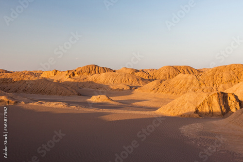Sand dunes in desert Lut in Iran, near Shahdad town. photo
