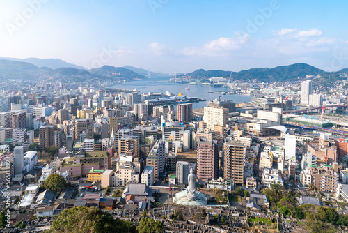 Nagasaki skyline daylight time in the early morning. © Somboon Sanguanphong