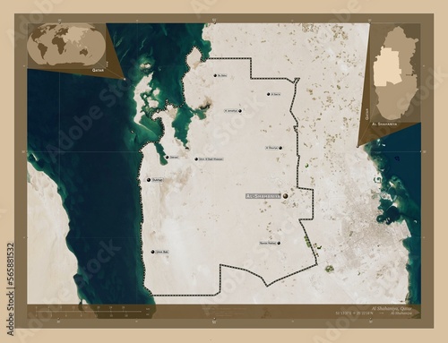 Al Shahaniya, Qatar. Low-res satellite. Labelled points of cities photo