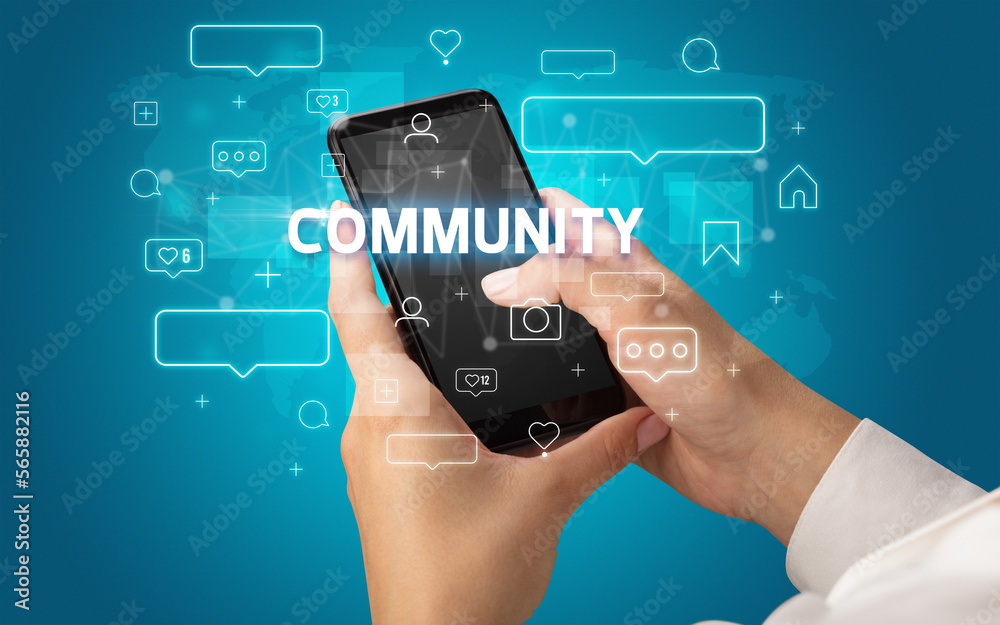 Hand using smartphone with social media concept Hand using smartphone with social media concept