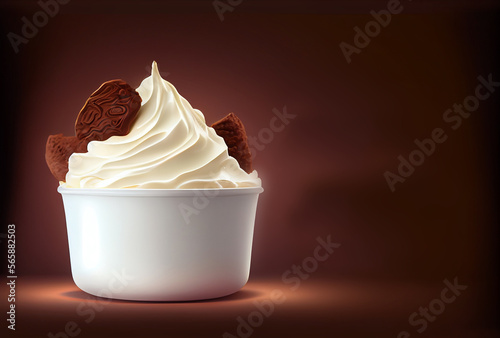Tasty Yoghurt with Chocolate. Illustration AI Generative