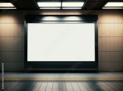 Billboard, metro station, blank , mockup. Generative AI. © ART IS AN EXPLOSION.