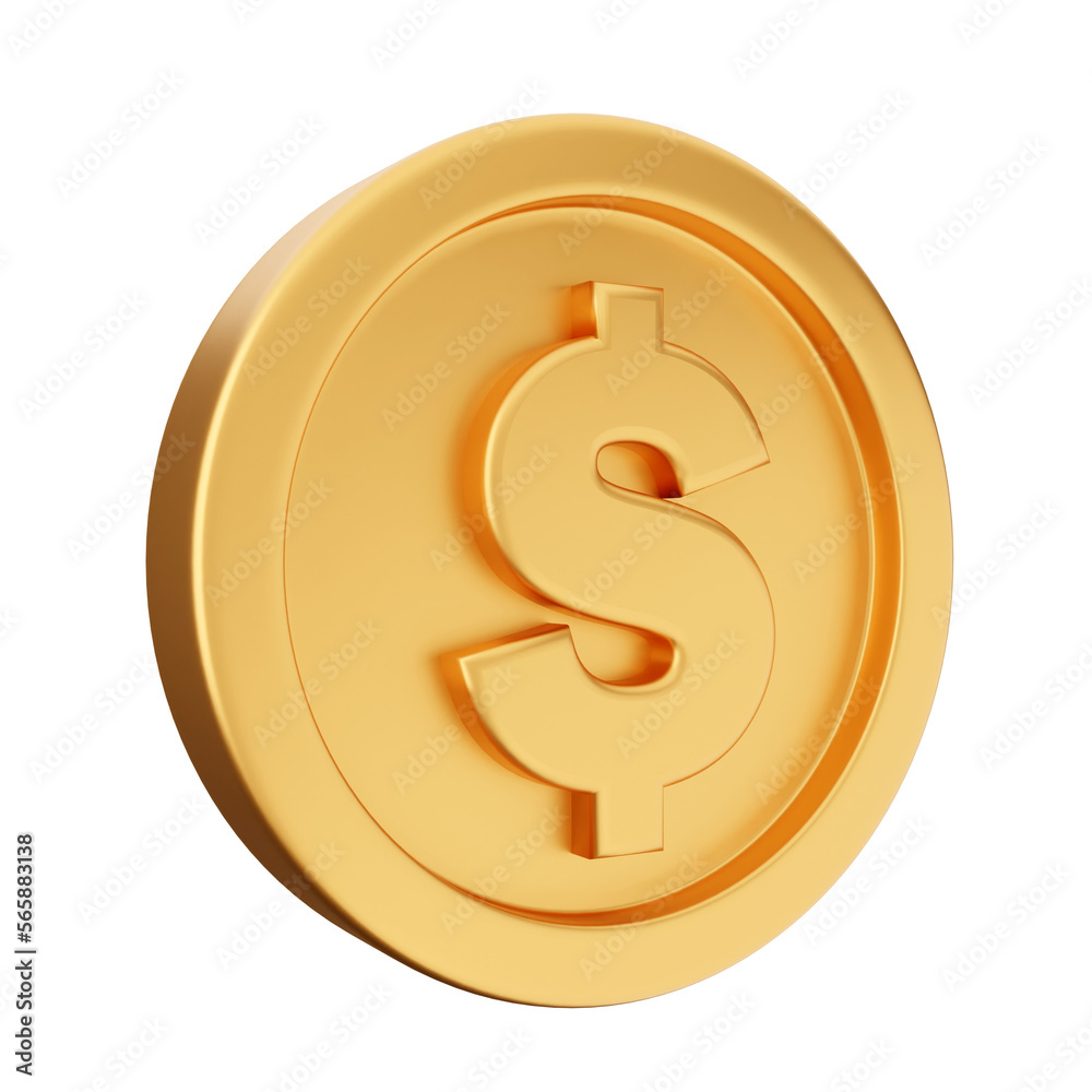 3d coin dollar gold icon illustration render 3d coin dollar gold icon illustration render