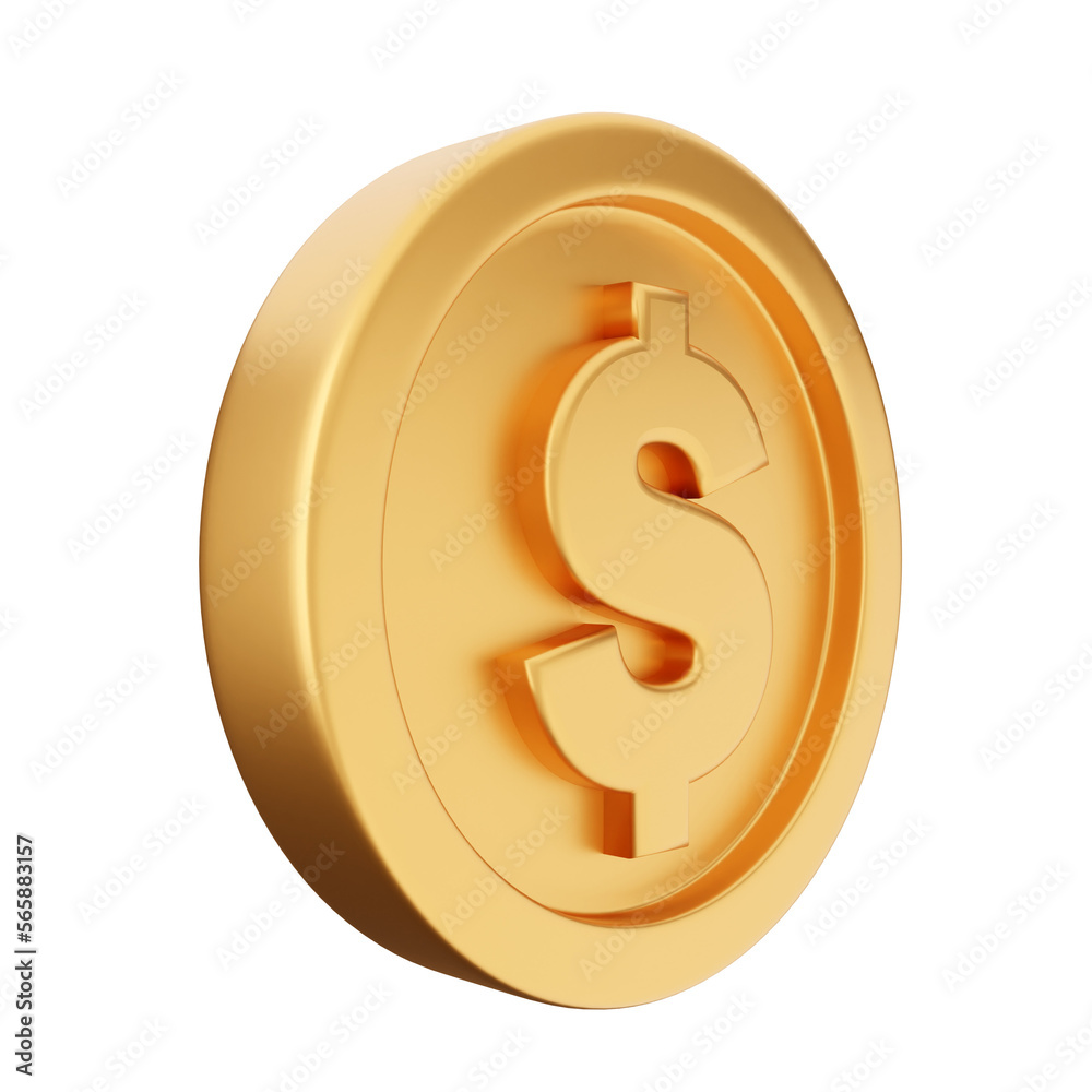 3d coin dollar gold icon illustration render 3d coin dollar gold icon illustration render