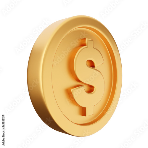 3d coin dollar gold icon illustration render