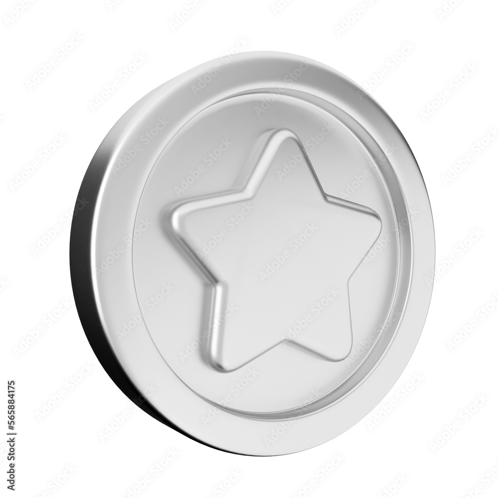 3d coin star silver icon illustration render 3d coin star silver icon illustration render