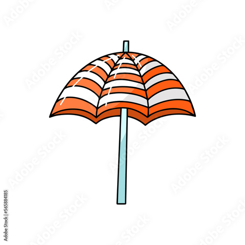 Striped summer vacation sun umbrella clipart parasol drawing relaxation beach tanning vector illustration isolated on a white background