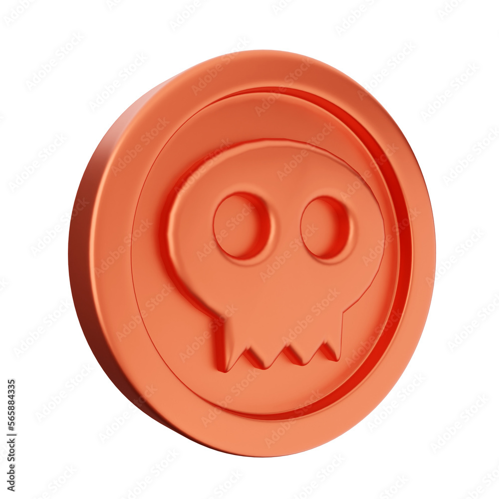 Fototapeta premium 3d coin skull bronze icon illustration render