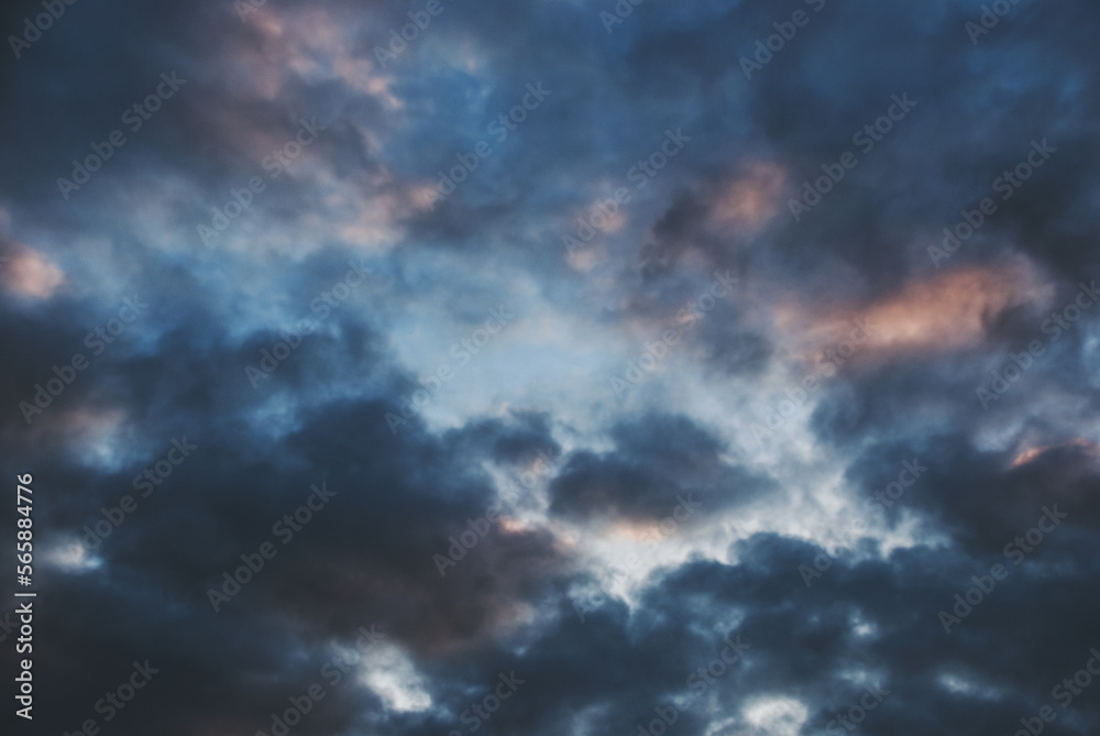 View on clouds in sunset sky
