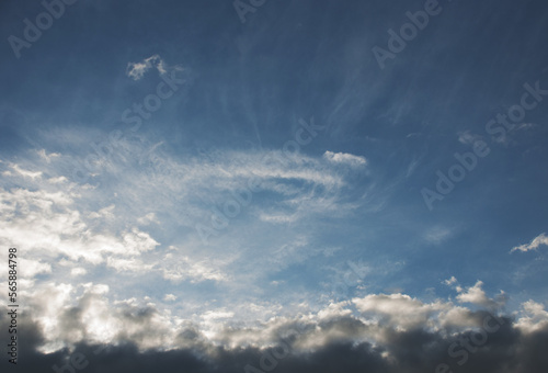 View on clouds in sunset sky